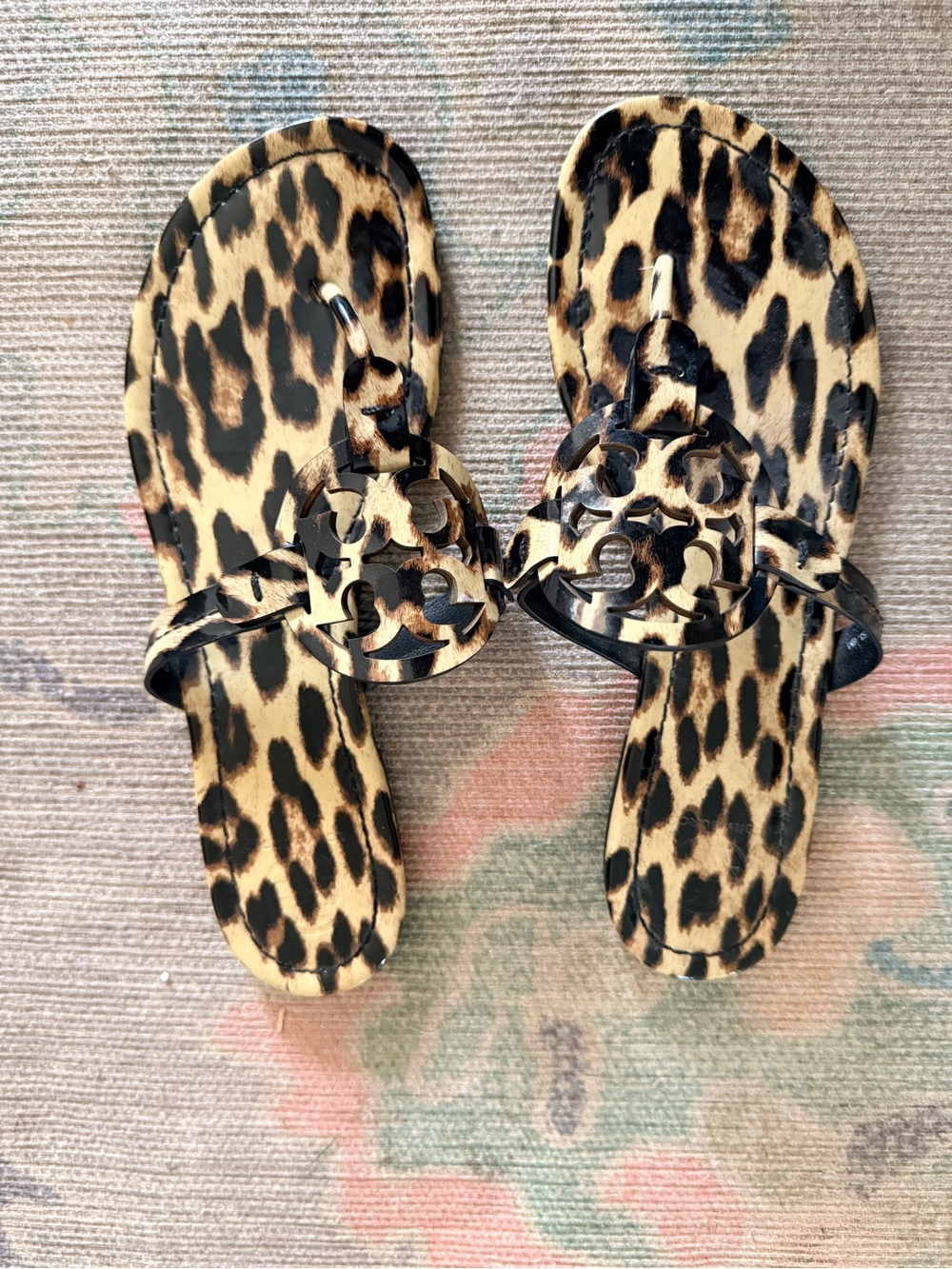 Tory Burch Leopard Patent Leather Print Miller Sandals